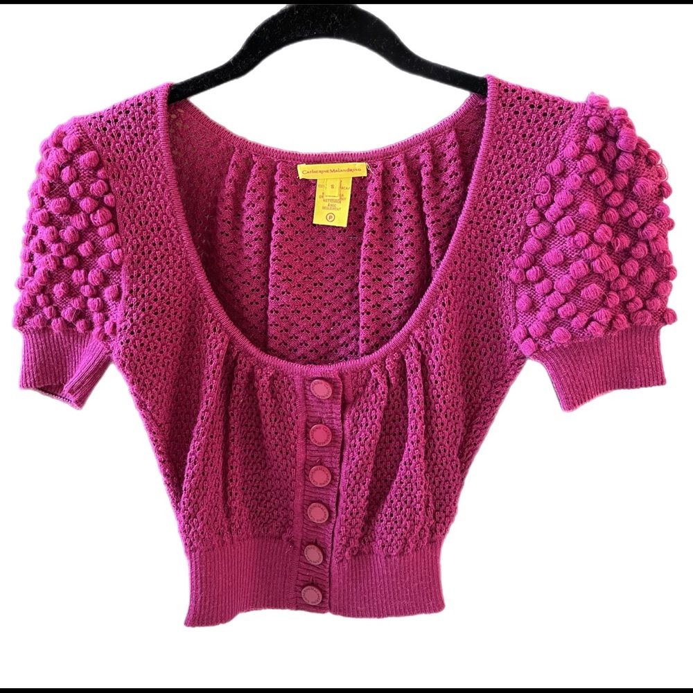 NEW Catherine Malandrino Baby Alpaca Magenta Cardigan Sz Small (owner)